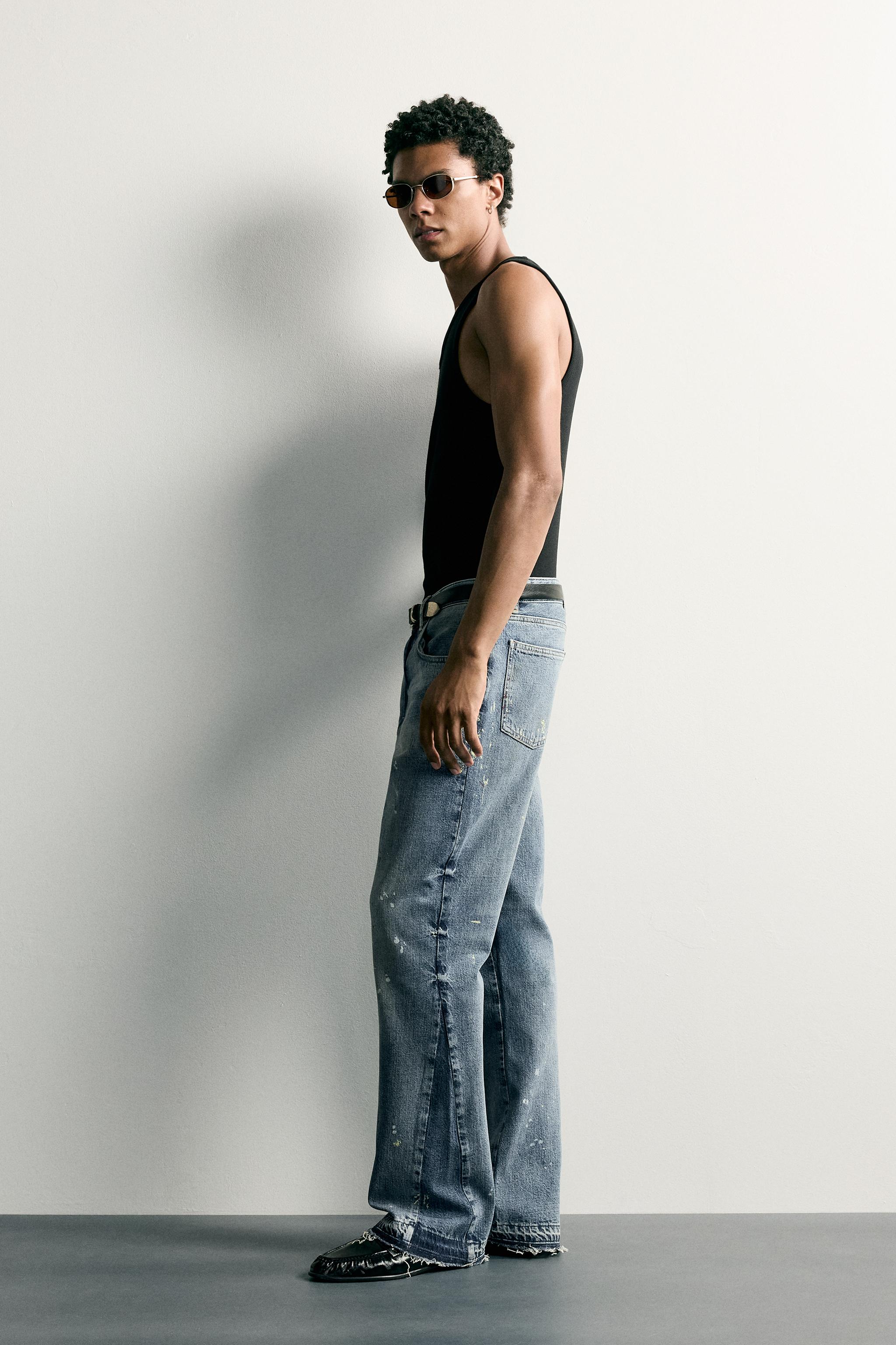 Мужские джинсы Zara SPLATTER PRINT FLARE FIT JEANS — фото 4