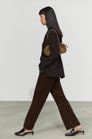Micro-corduroy flare-fit pants — Chocolate 2
