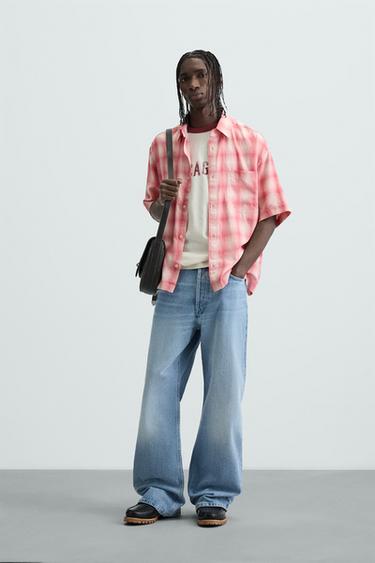 RELAXED FIT CHECK SHIRT - White / Red by Zara - Image 0