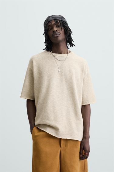 CAMISETA PUNTO TEXTURA ESTAMPADO - Crudo de Zara