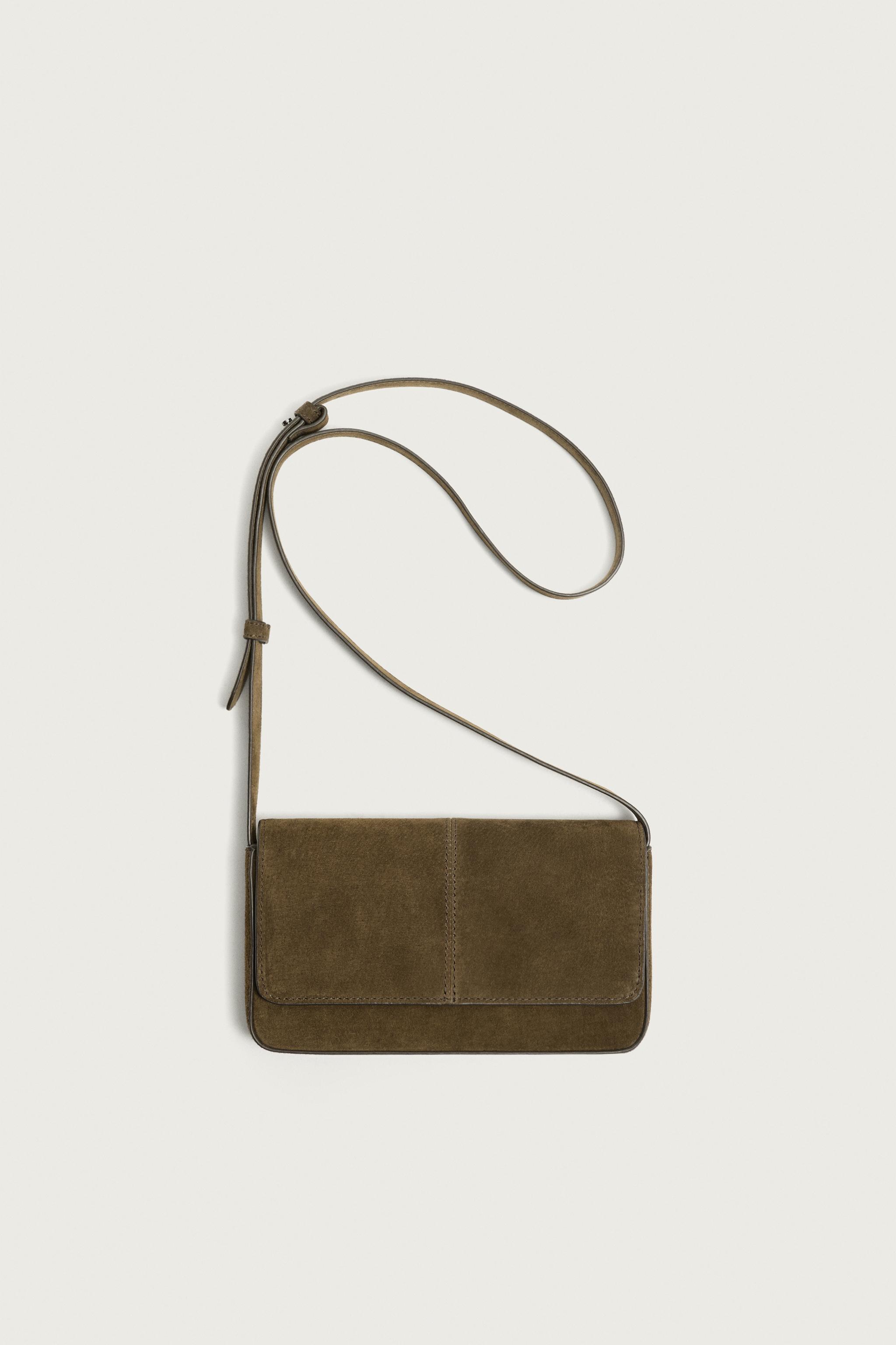 LEATHER CROSSBODY BAG — Khaki Green