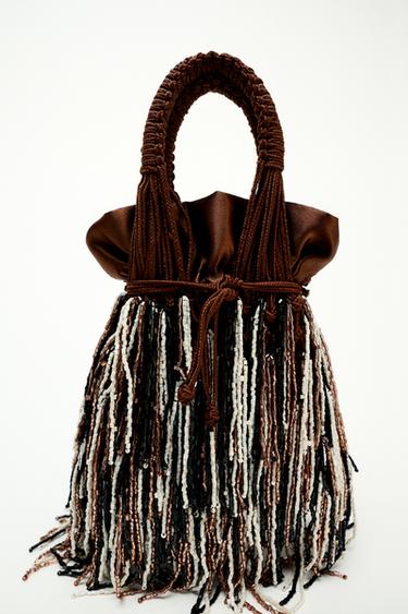 MINI KABELKA VAK S KORÁLKY - Hnědá od Zara