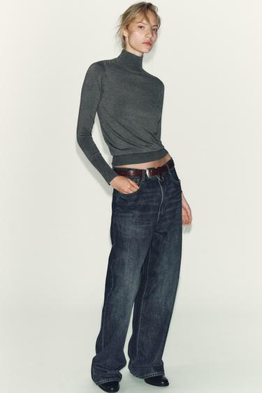 KNIT JUMPER WITH BUTTONS - Grey marl by Zara