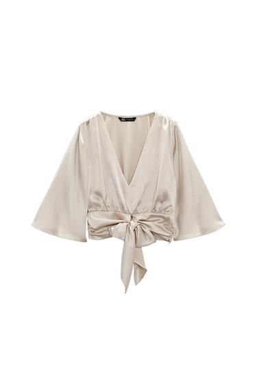 SATIN TOP WITH TIE DETAIL