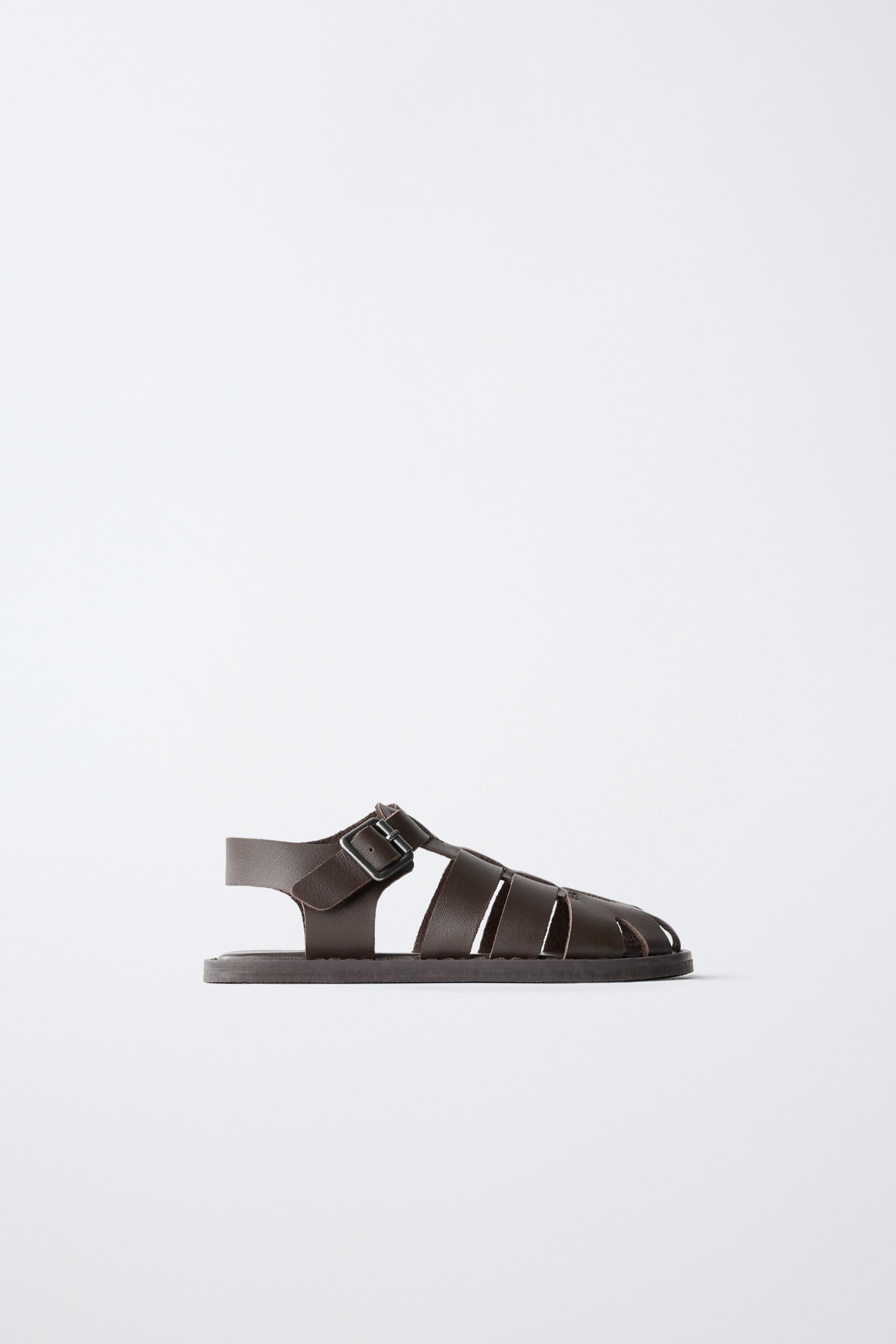 LEATHER FISHERMAN SANDALS - Brown | ZARA United States