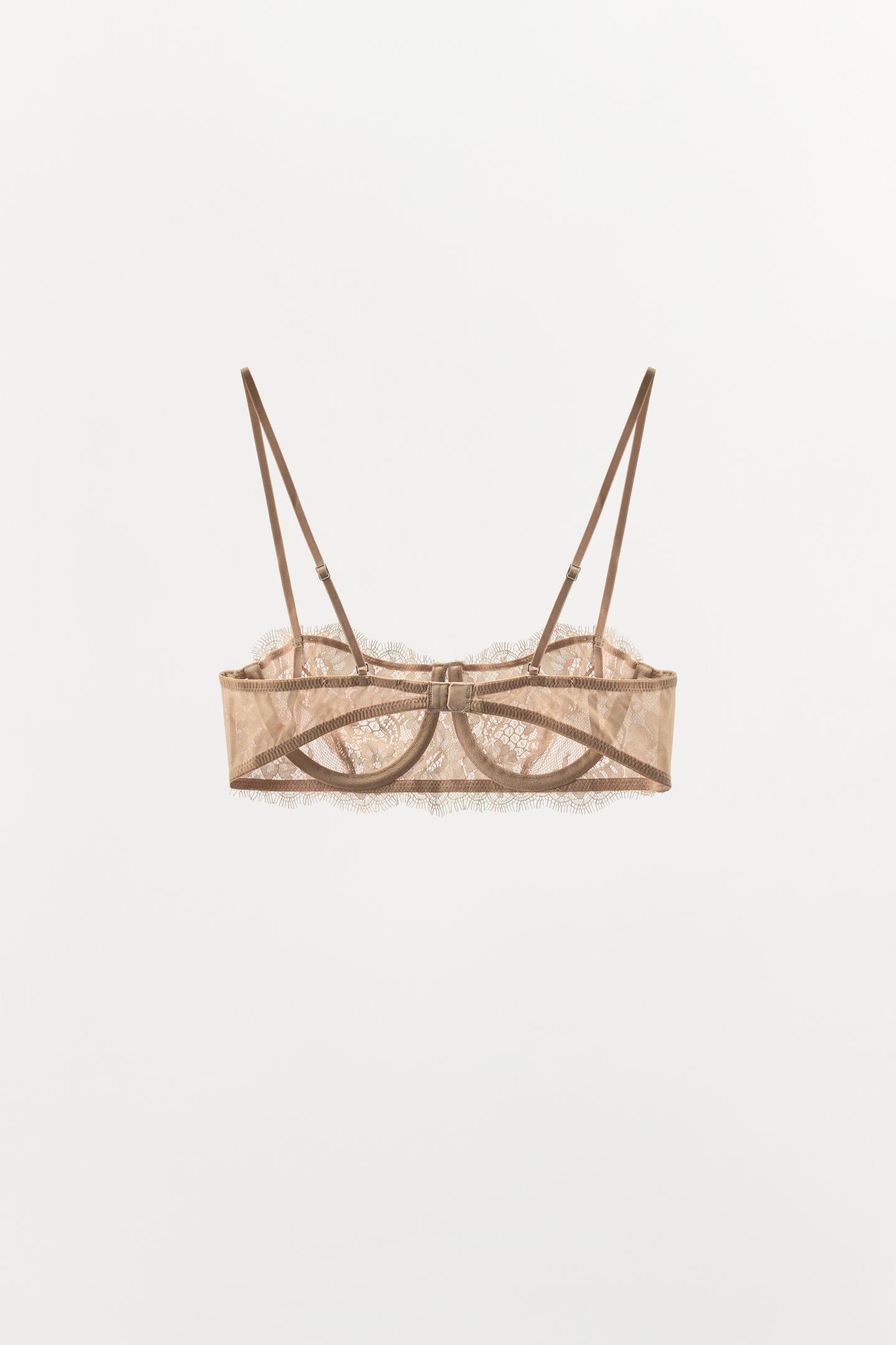 Бра, на косточках, кружево — Zara, цвет: Бежевый розовый — фото 6