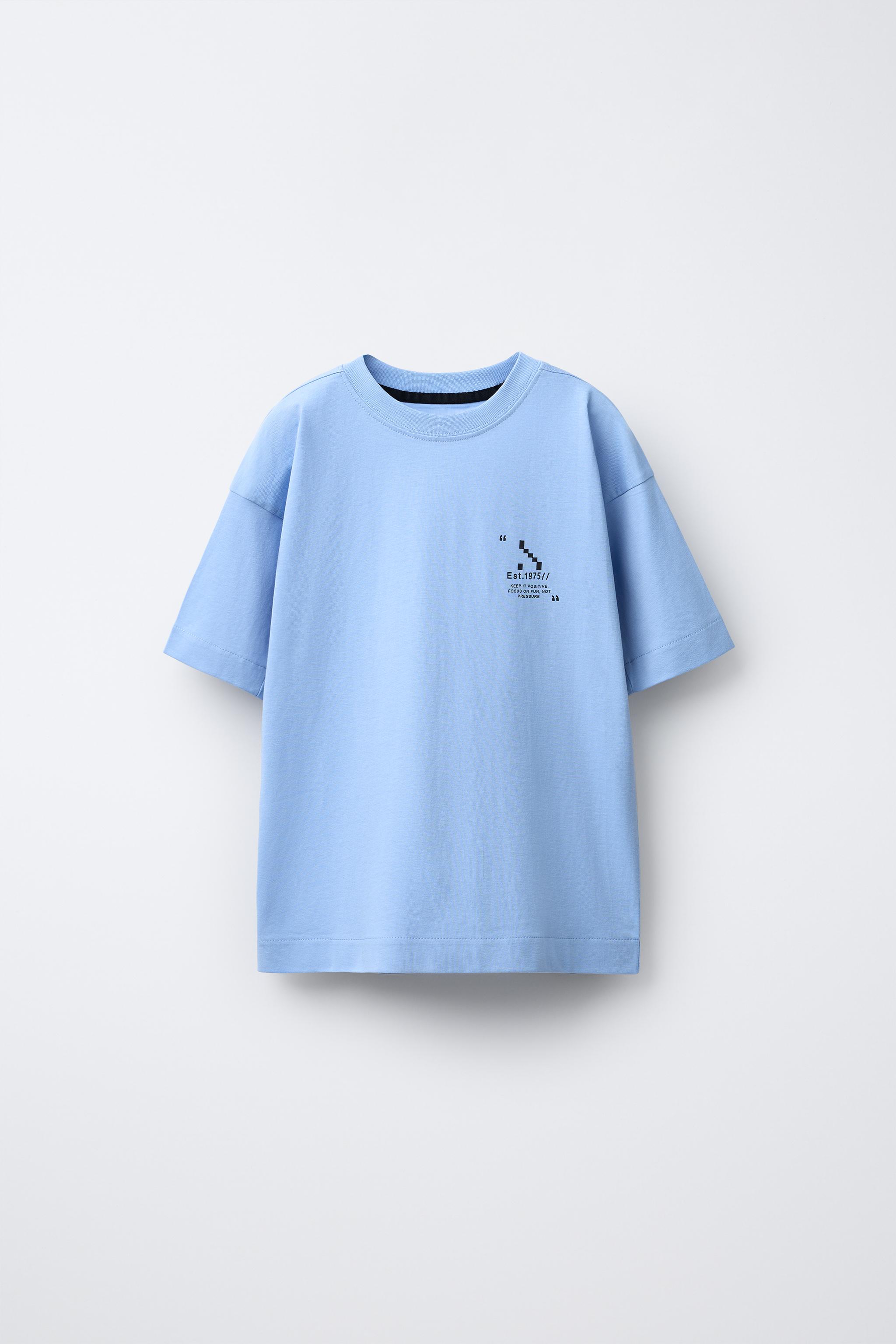 スポーティテキストTシャツ - ライトブルー | ZARA Japan / 日本