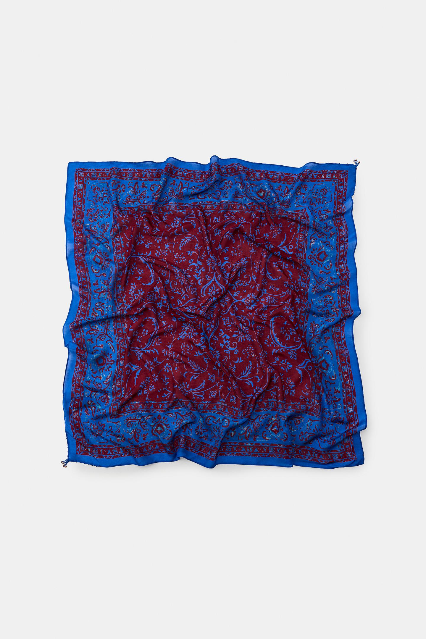 Женский шарф Zara Beaded Viscose Silk Printed, цвет: Голубоватый — фото 3