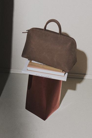 NUBUCK LEATHER WORK BAG - Brown by Zara