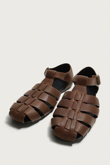 SANDALES STYLE PÊCHEUR EN CUIR - Marron de Zara - Image 5