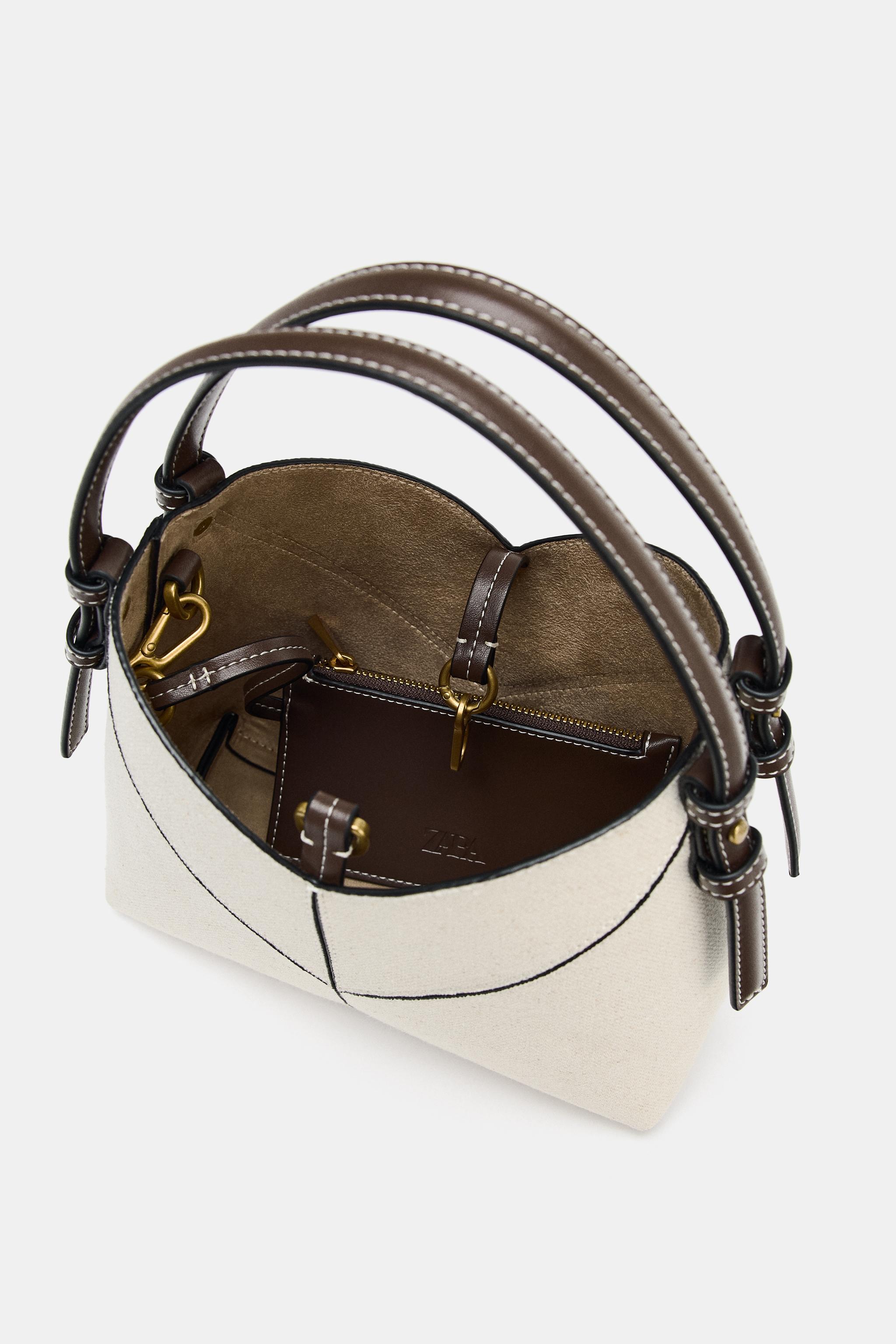 コントラストキャンバスミニショッパー - エクリュ | ZARA Japan