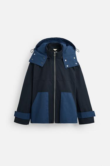 PARKA COLOR BLOCK CAPUCHE - Bleu marine de Zara - Image 8