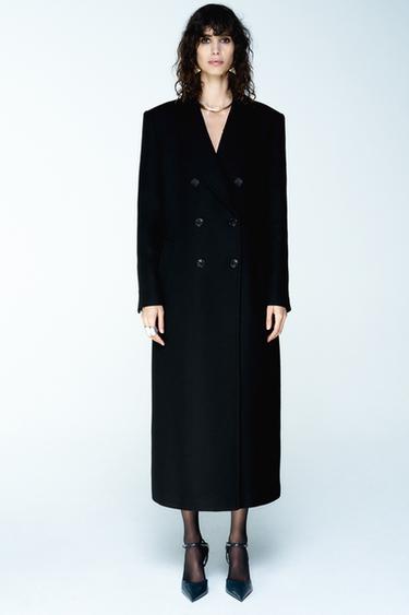 LONG DOUBLE-BREASTED COAT - Black by Zara
