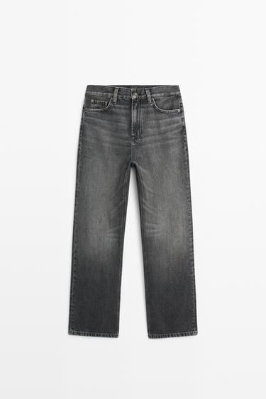 Zara High-waist straight-leg jeans - Gray - Image 0