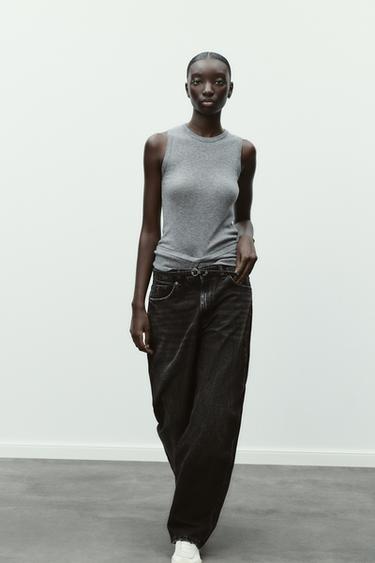 JEANS TRF BAGGY BALLOON TIRO MEDIO - Negro de Zara