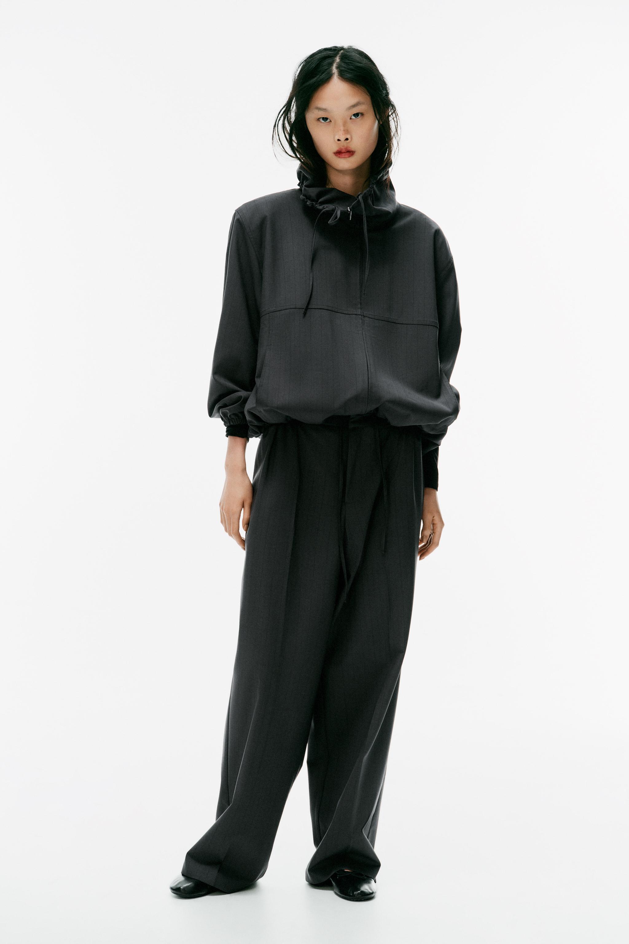PINSTRIPE GATHERED TROUSERS - Charcoal gray | ZARA United States