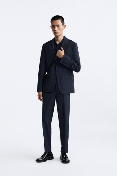КОСТЮМНЫЙ ПИДЖАК ИЗ ТКАНИ С УЗОРОМ «ГУСИНАЯ ЛАПКА» — МОРСКОЙ СИНИЙ от Zara — изображение 0