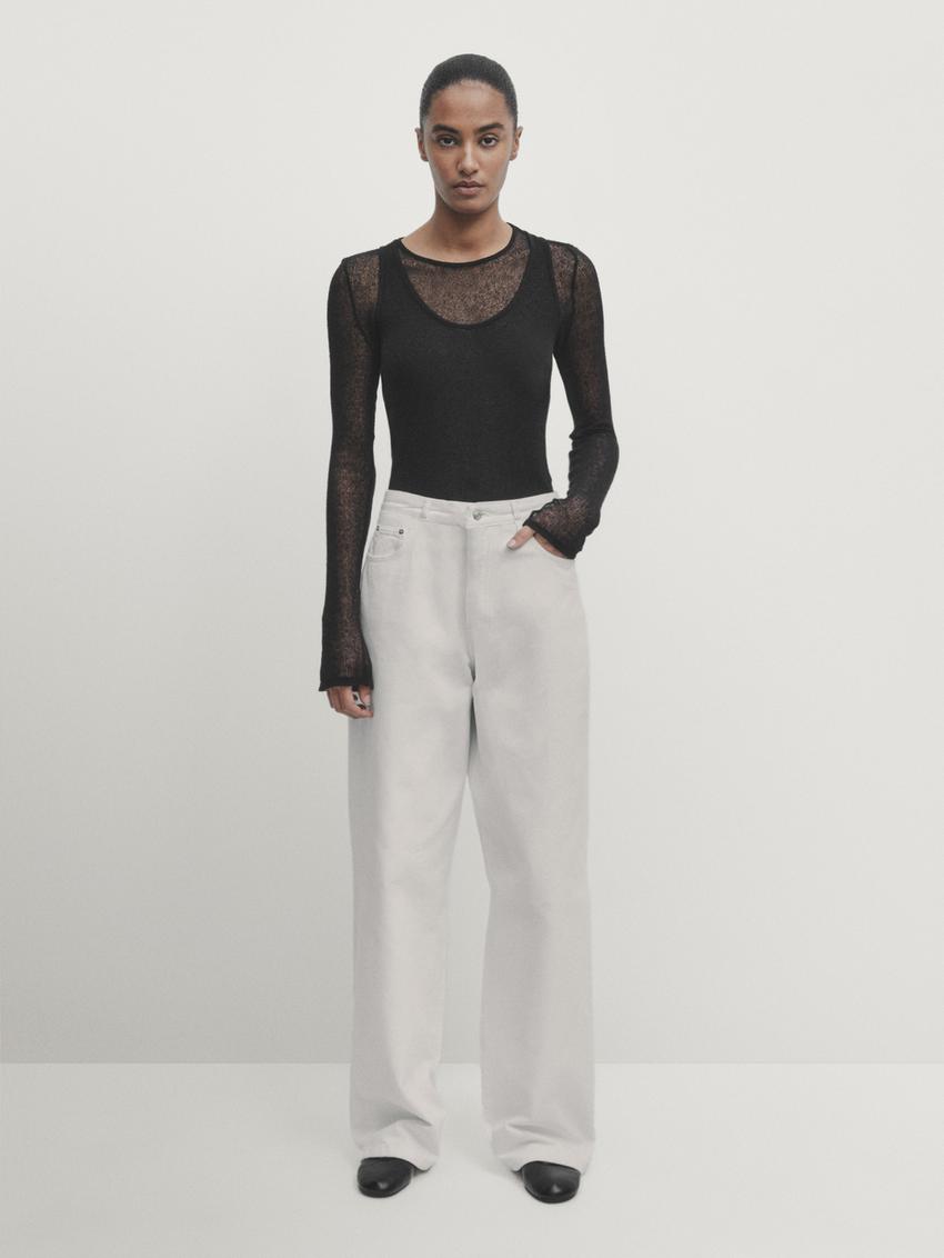 Relaxed-fit high-waist jeans - White