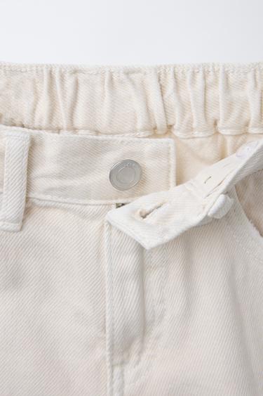 RIPPED DENIM BERMUDA SHORTS - Beige by Zara - Image 4