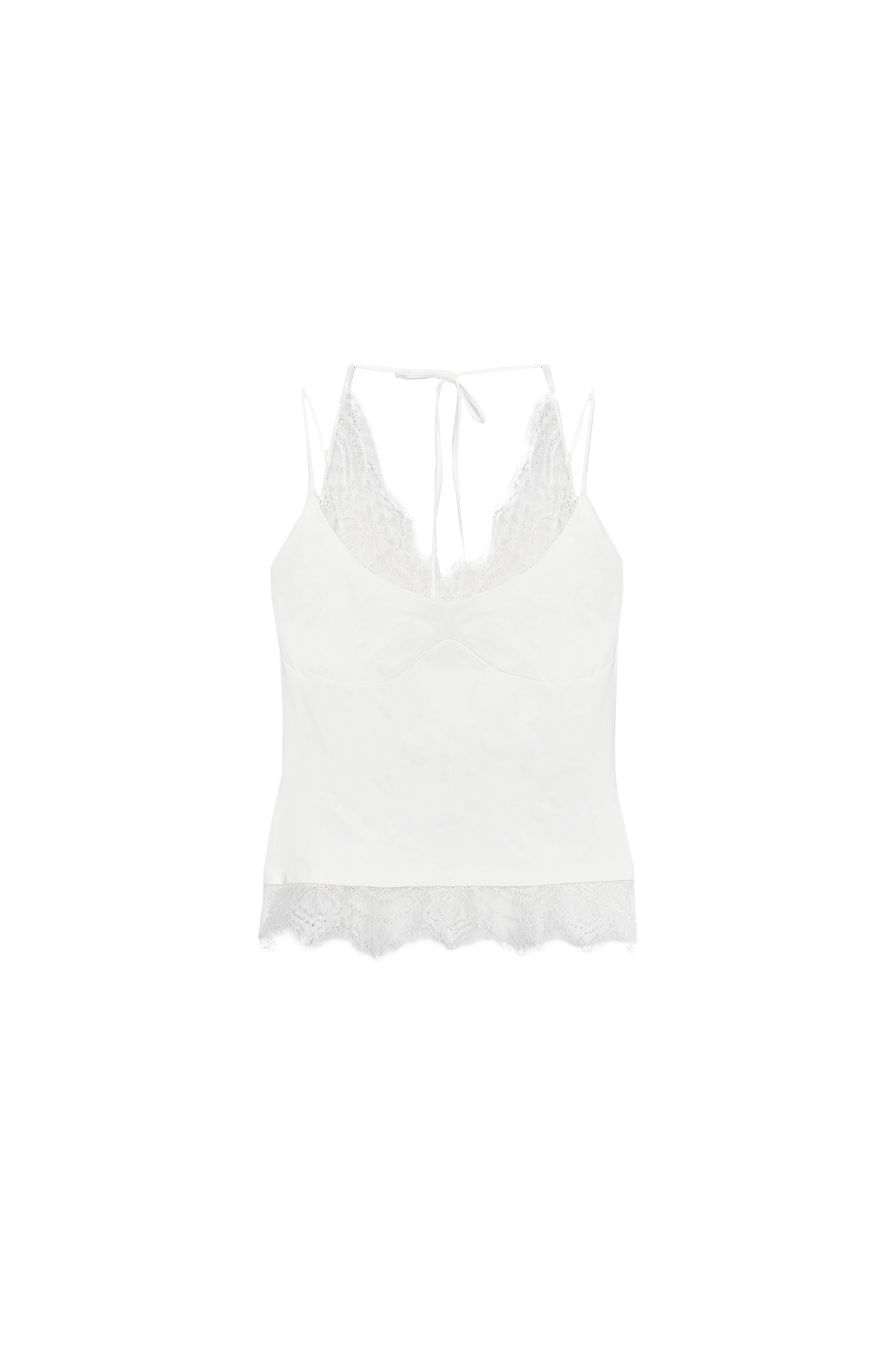 レースコンビ ホルターネックトップス - ホワイト | ZARA Japan / 日本