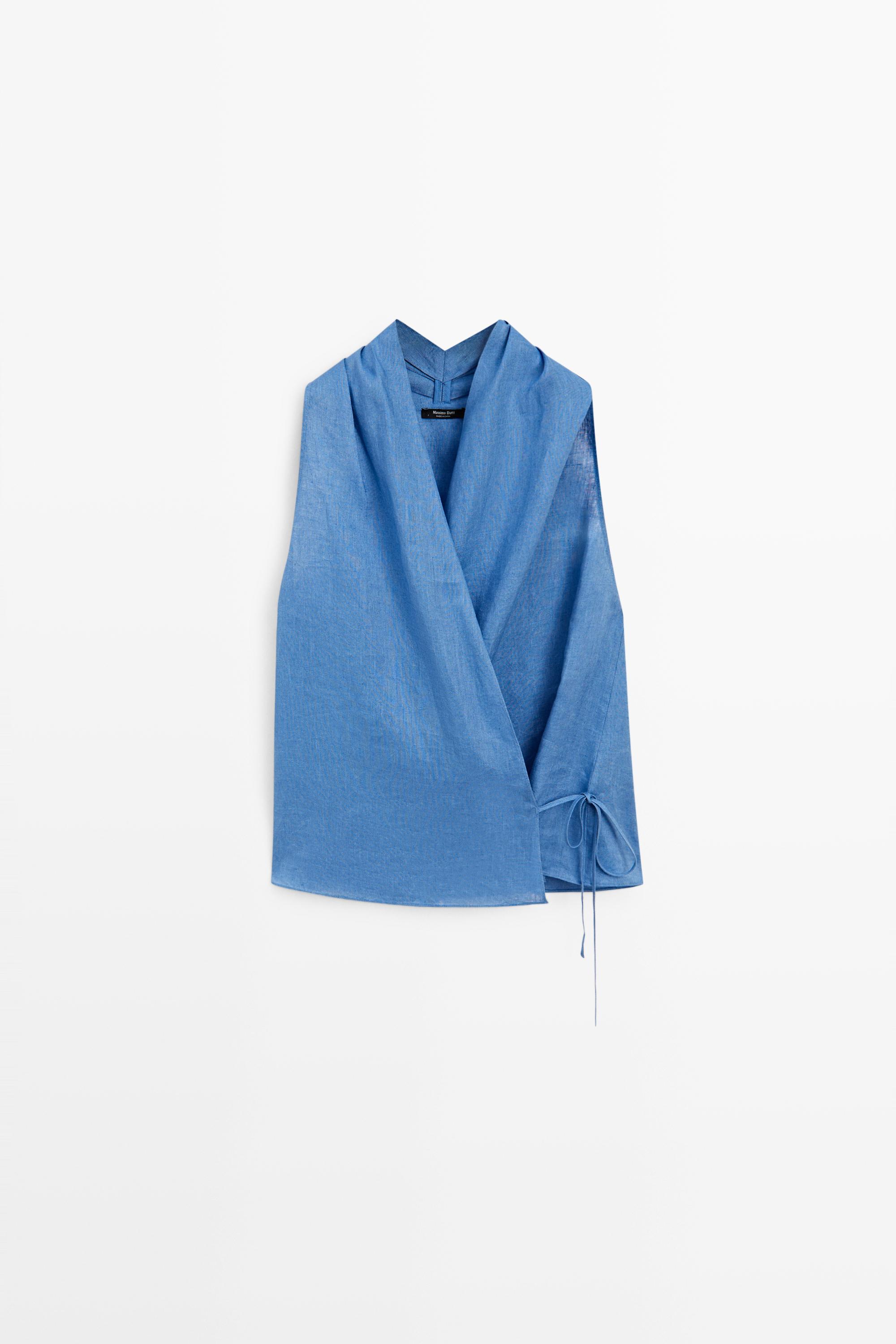 100% linen crossover halter top - 452 | ZARA United States