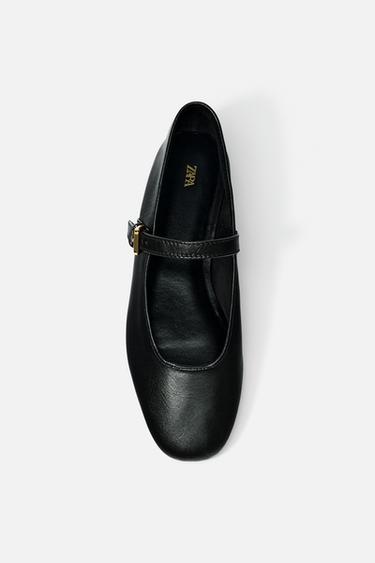 Zara LEATHER BALLET FLATS 50TH ANNIVERSARY - Black