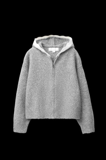 STRICKJACKE MIT KAPUZE UND HÄKELDETAILS - Mittelgrau von Zara - Bild 0