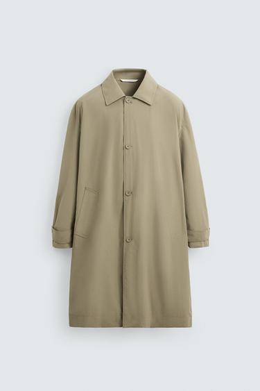 Zara RELAXED FIT TOPCOAT - Light khaki