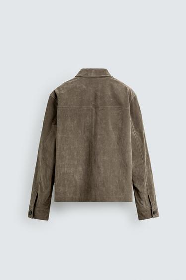 SURCHEMISE COURTE EN CUIR FAÇON DAIM - Vison de Zara - Image 7