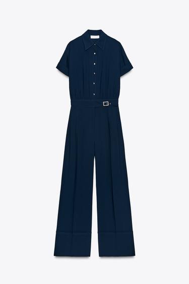 CREPE JUMPSUIT - Navy blue by Zara