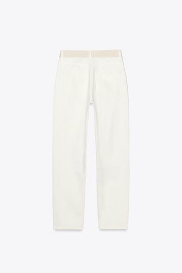JEAN Z1975 MOM FIT TAILLE HAUTE TAILLE COMBINÉE - Écru de Zara - Image 6