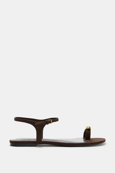 SANDALS WITH METAL DETAIL - Brown by Zara - Image 0