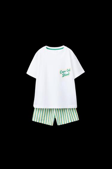 6-14 YEARS/ STRIPED PRINT PYJAMAS - Ecru by Zara