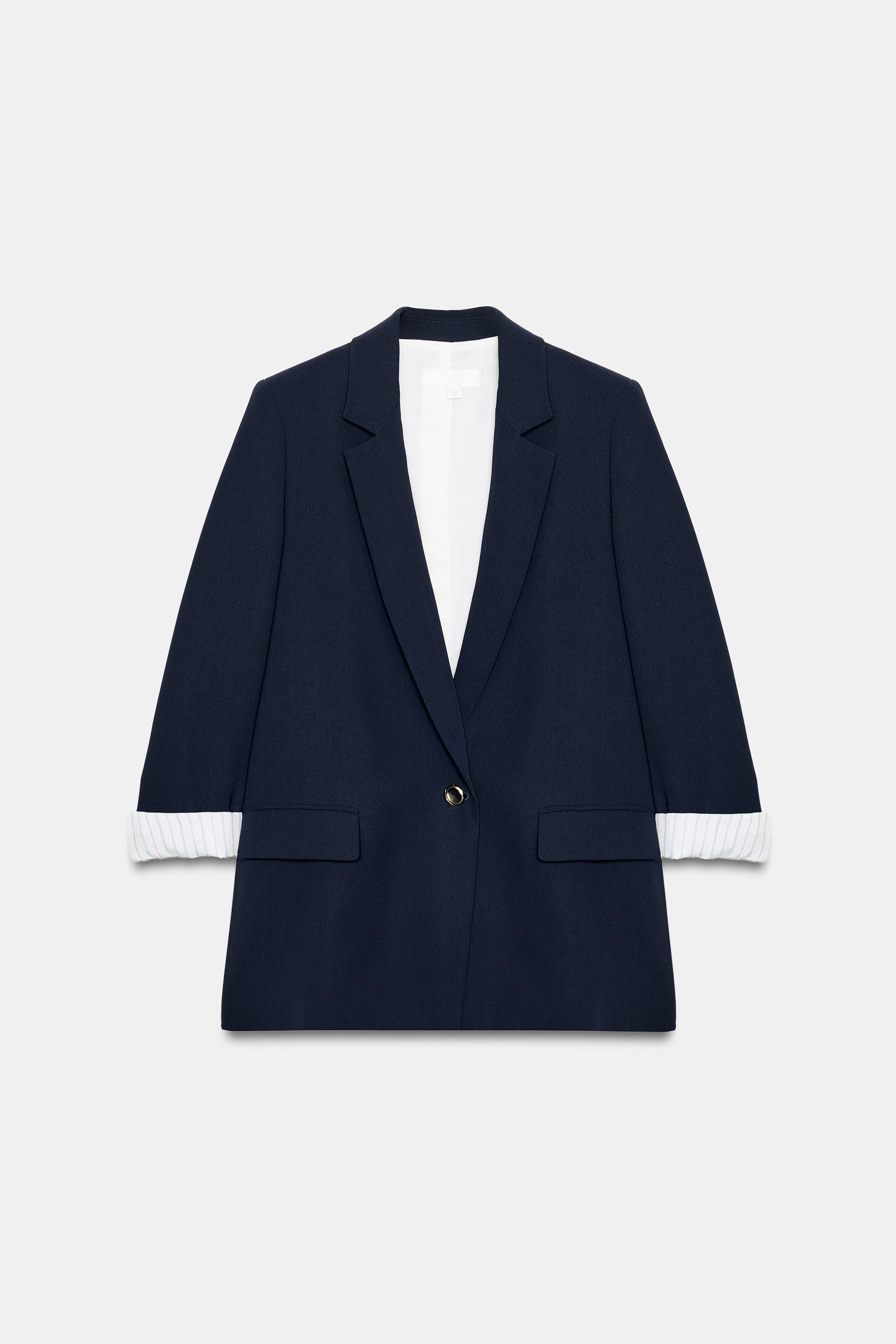 ROLL-UP SLEEVE PRINTED CUFF BLAZER