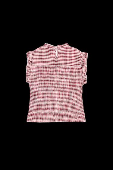 TOP NIDO DE ABEJA CUADRO VICHY - Crudo / Granate de Zara