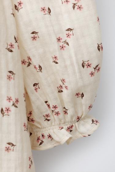 FLORAL DRESS WITH CONTRAST COLLAR - Ecru by Zara - Image 3