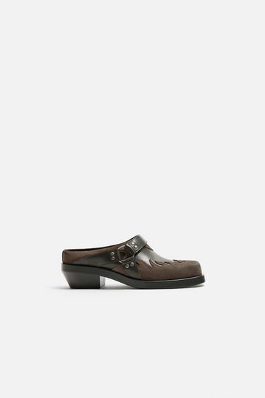 Zara COWBOY CLOGS - Brown