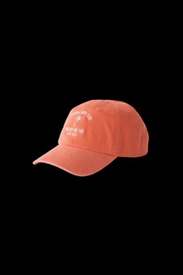 GORRA EFECTO LAVADO BORDADO - Naranja de Zara