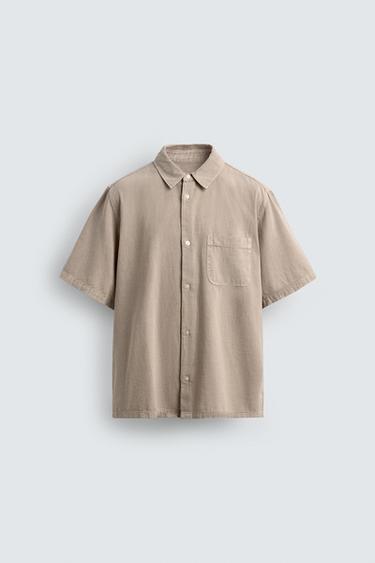 CAMISA ESTTRUCTURA BOLSILLO - Beige de Zara