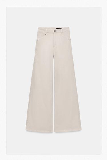 JEANS ZW COLLECTION WIDE LEG TIRO ALTO - Gris perla de Zara
