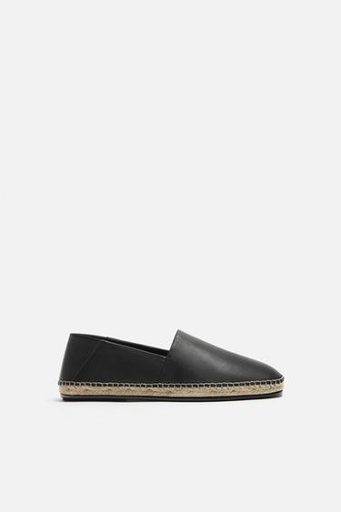 Zara LEATHER ESPADRILLES - Black