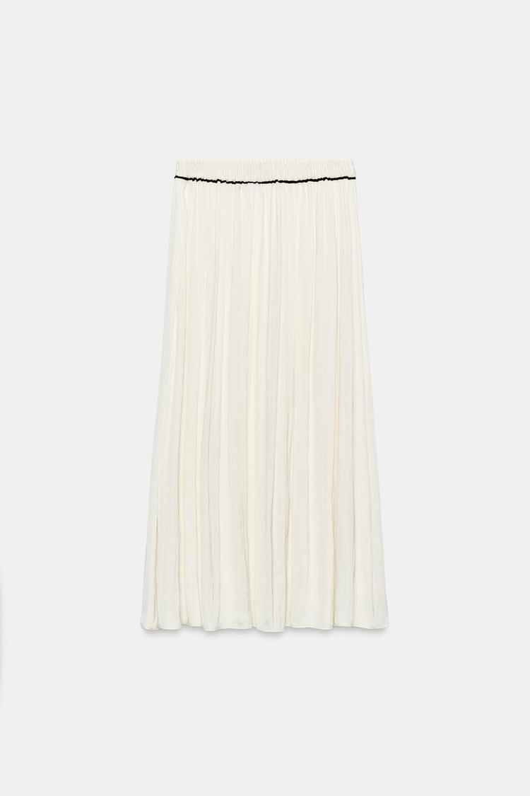 FALDA MIDI DE SATÍN CON PASES DE CONTRASTE 5