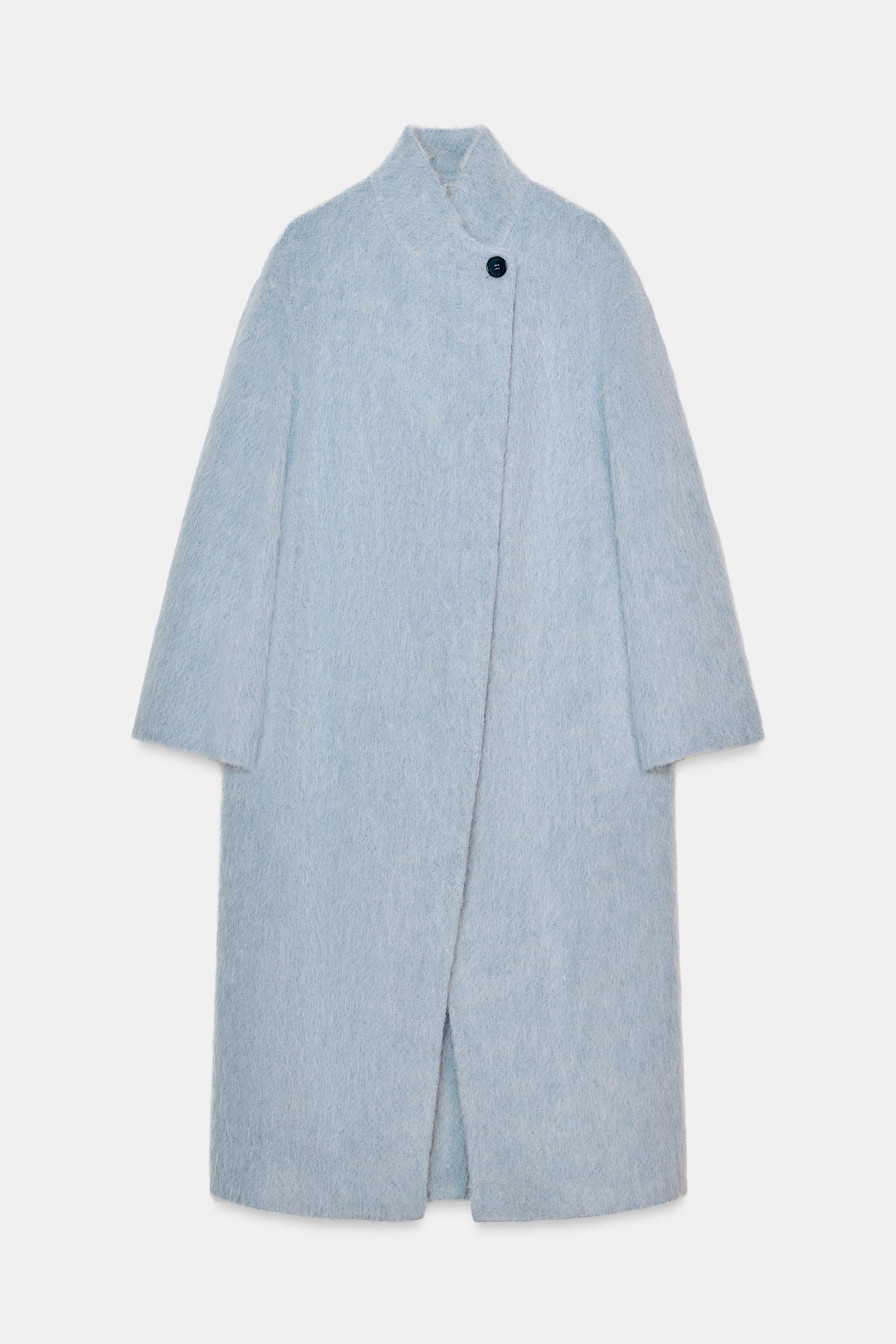 STRAIGHT COAT WITH MANTECO WOOL ZW COLLECTION - Sky blue | ZARA Canada