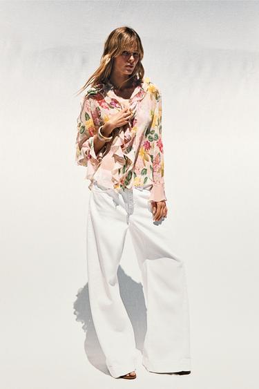 BLUSE MIT VOLANTS UND BLUMENPRINT - Bunt von Zara - Bild 0