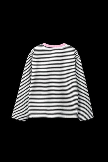 GESTREIFTES T-SHIRT MIT GESTICKTEM HERZ - Gestreift von Zara