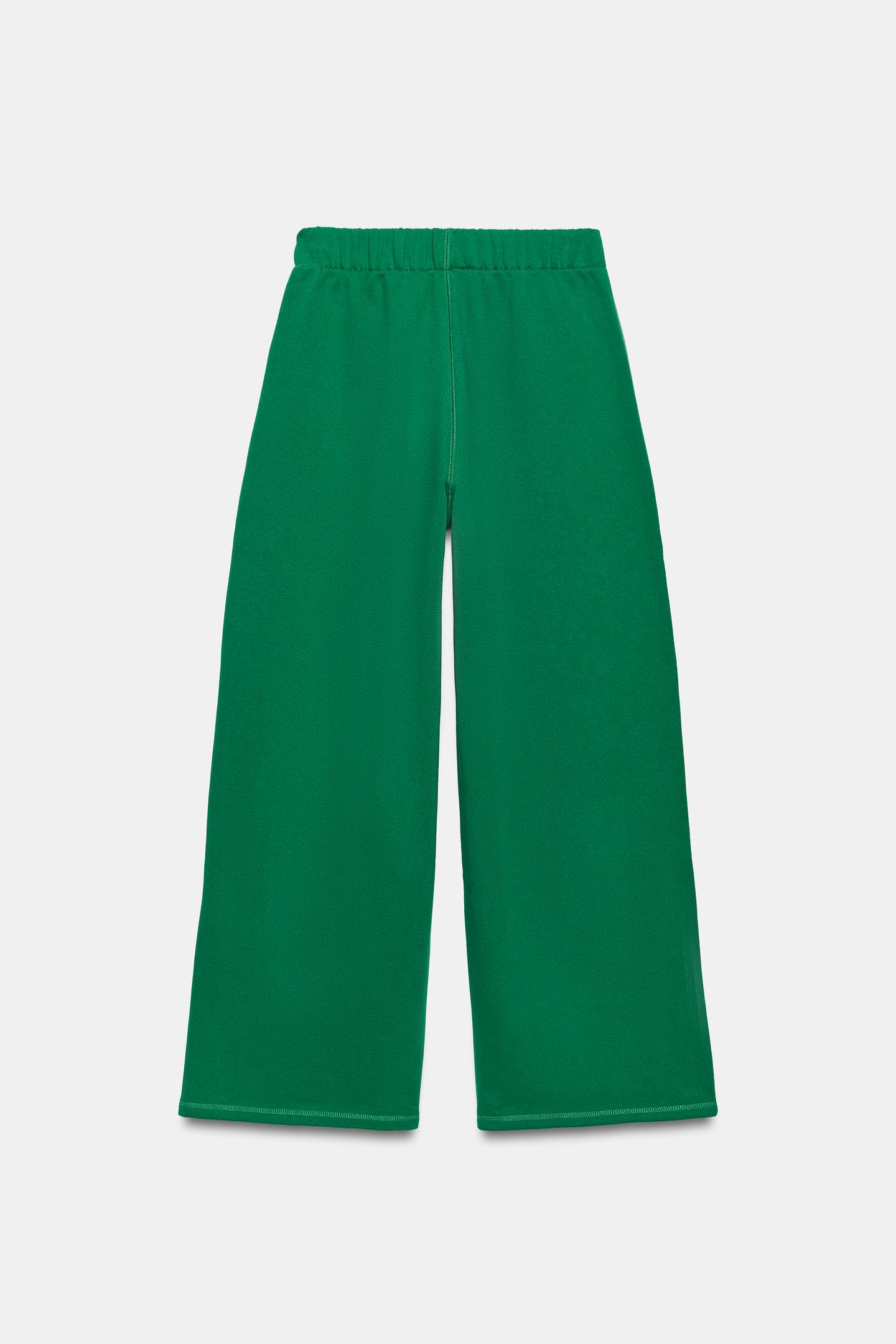 Женские брюки Zara New York Fleece, цвет: Зелёный — фото 8