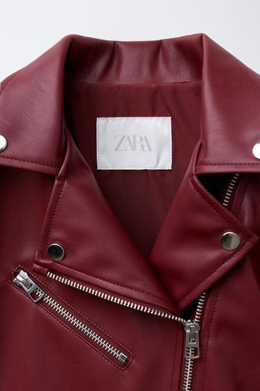FAUX LEATHER JACKET WITH BUCKLES - Burgundy by Zara - Image 6