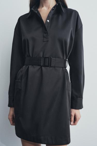 VESTIDO CORTO CINTURÓN ZW COLLECTION - Negro de Zara