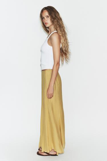JUPE LONGUE FLUIDE - Moutarde de Zara - Image 2