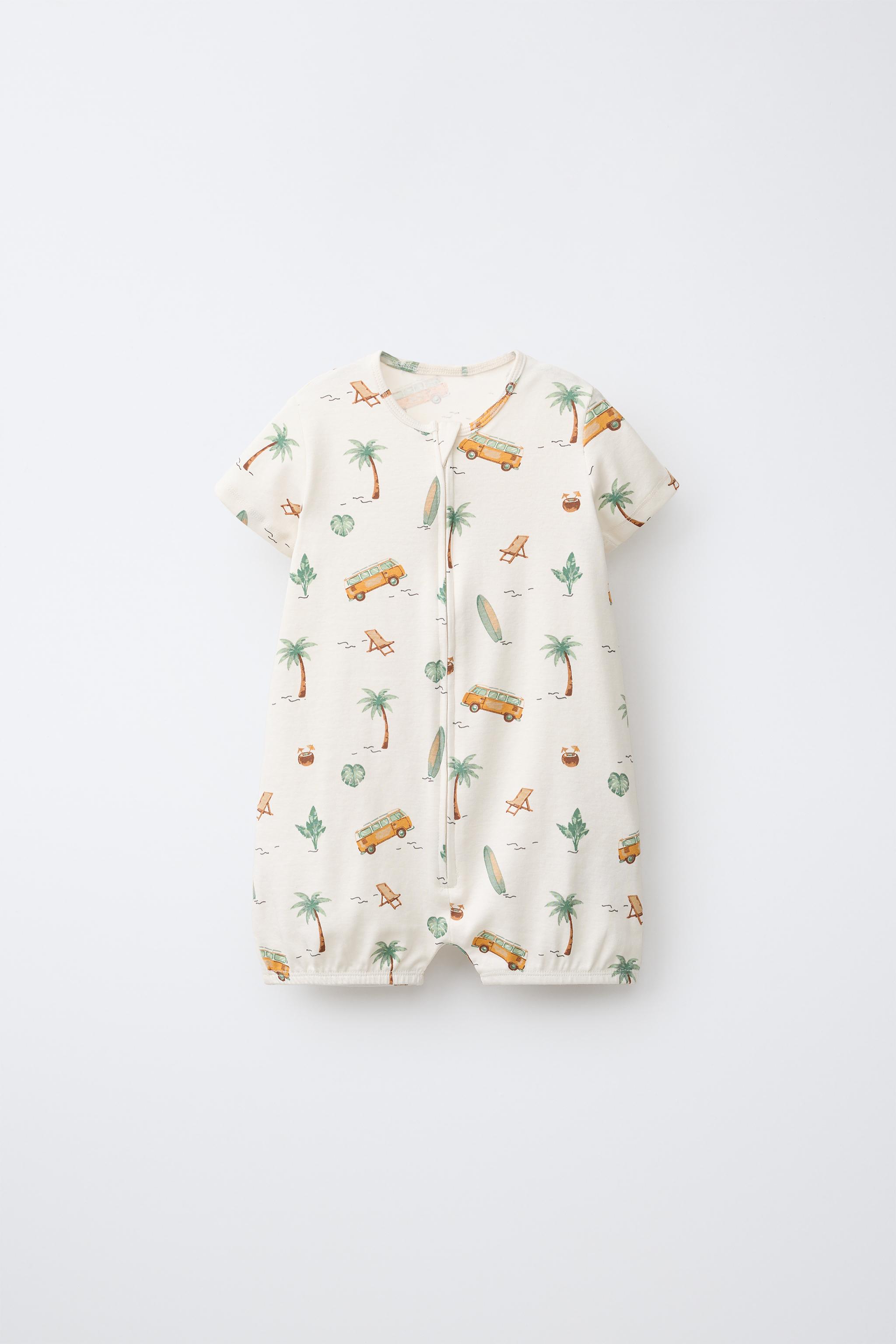 2-PACK OF PRINTED SLEEPSUITS — Ecru